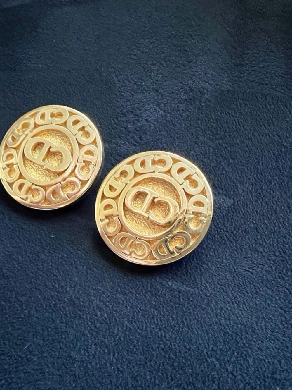 CHRISTIAN DIOR CD LOGO ROUND EARRINGS - Picture 2 of 4